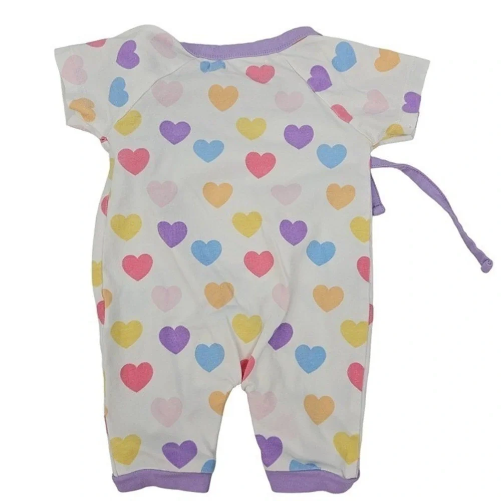 Baby 0-3M Monica + Andy Kimono Romper Set Purple Hearts Unicorn Organic Cotton‎